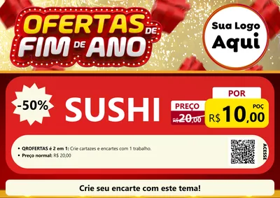 Modelo de Cartaz para Cartaz A4 Horizontal com o tema Ofertas de Fim de Ano para Comida japonesa