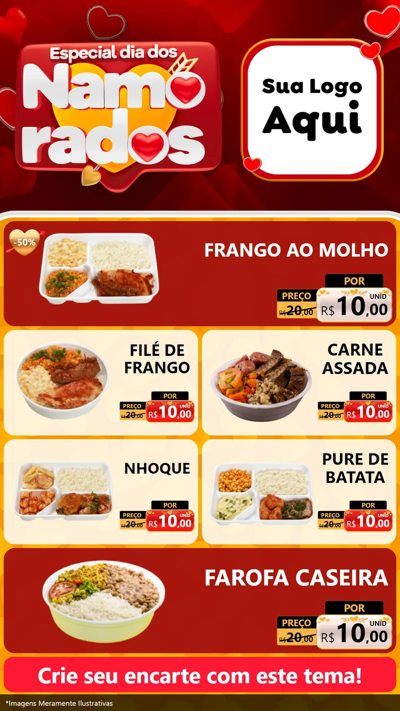Modelo de TV para TV Vertical com o tema Especial Dia dos Namorados para Restaurante
