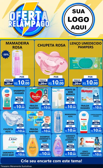 Modelo de Encarte para Encarte Grande com o tema Oferta Relâmpago para Bebês