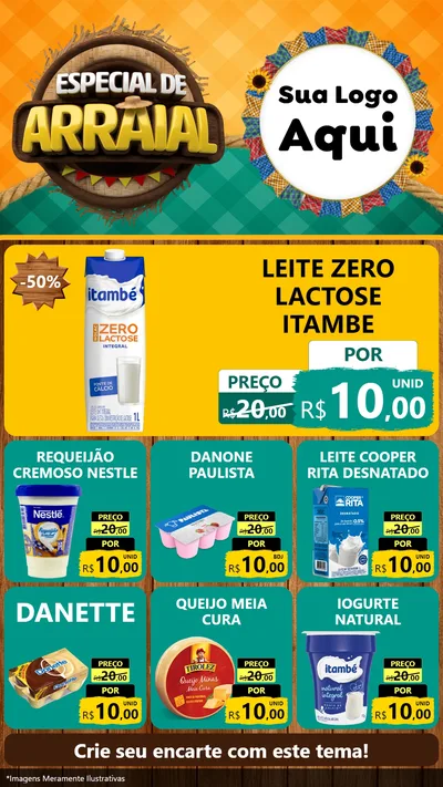 Modelo de Rede Social para Stories com o tema Especial De Arraial para Frios e Laticínios