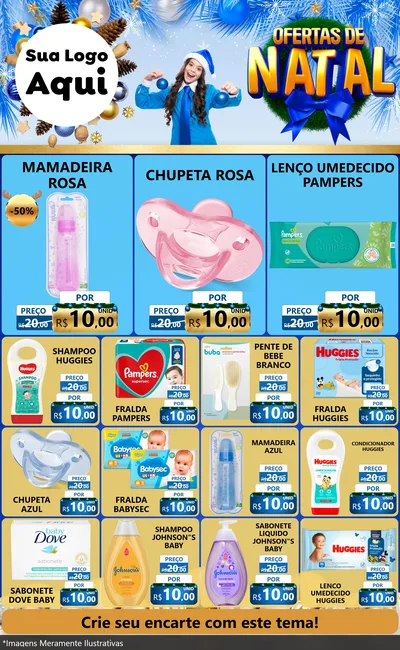 Modelo de Encarte para Encarte Grande com o tema Ofertas de Natal para Bebês
