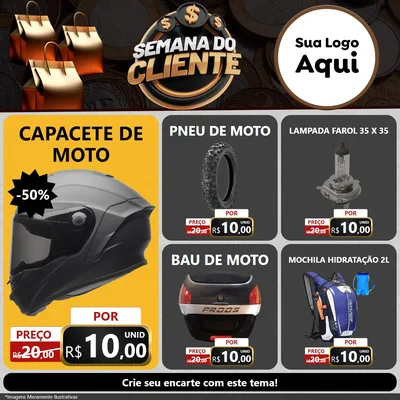 Modelo de Rede Social para Feed Facebook com o tema Semana do Cliente para Moto peças