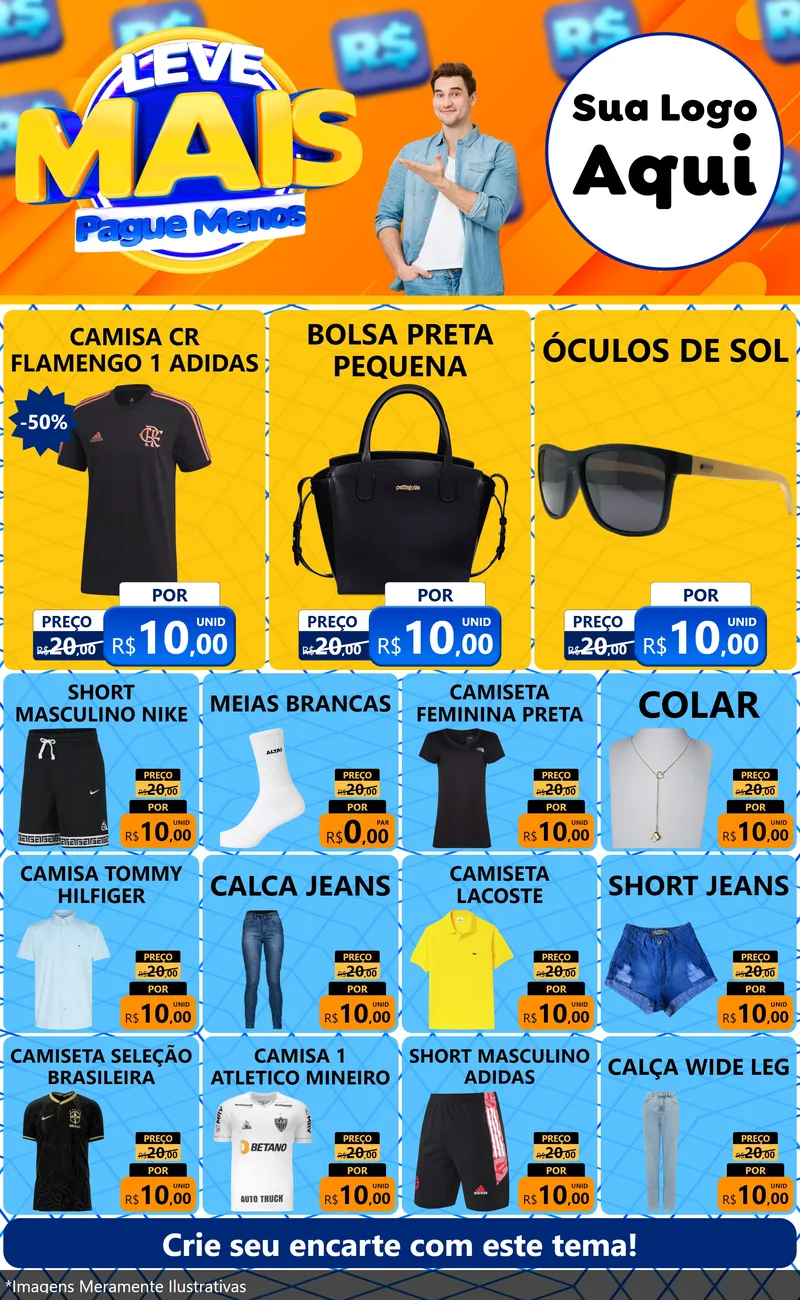 Modelo de Encarte para Encarte Grande com o tema Leve Mais, Pague Menos para Roupas e acessórios