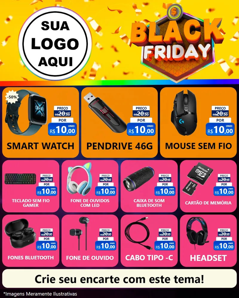 Modelo de Rede Social para Feed Instagram com o tema Black Friday para Informática