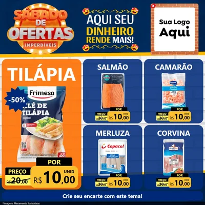 Modelo de Rede Social para Feed Facebook com o tema Sábado de Ofertas Imperdíveis para Peixaria