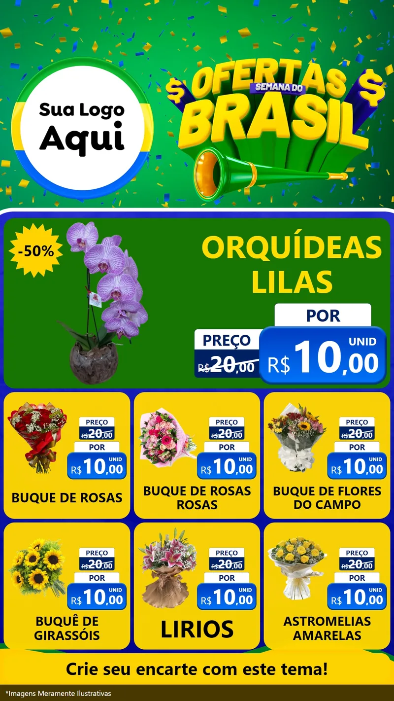 Modelo de Rede Social para Stories com o tema Ofertas Semana do Brasil para Floricultura e jardim