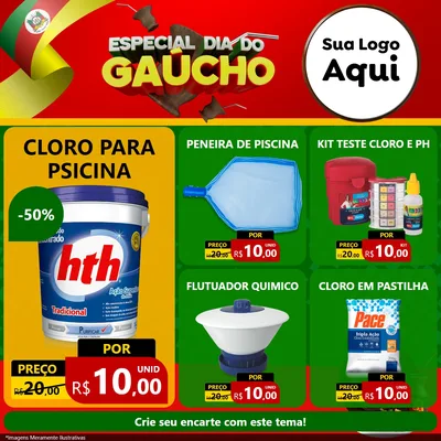 Modelo de Rede Social para Feed Facebook com o tema Especial Dia do Gaúcho para Produtos para Piscina