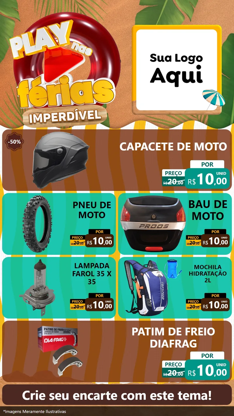 Modelo de TV para TV Vertical com o tema Play Nas Férias Imperdível para Moto peças
