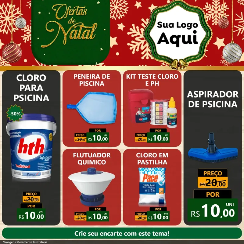 Modelo de Rede Social para Feed Facebook com o tema Natal de Ofertas para Produtos para Piscina
