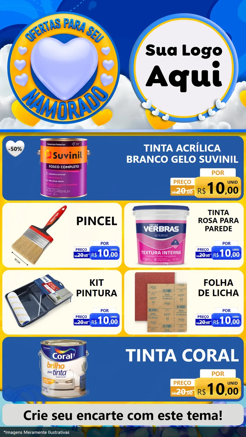 Modelo de TV para TV Vertical com o tema Ofertas Para Seu Namorado para Tintas e Ferramentas