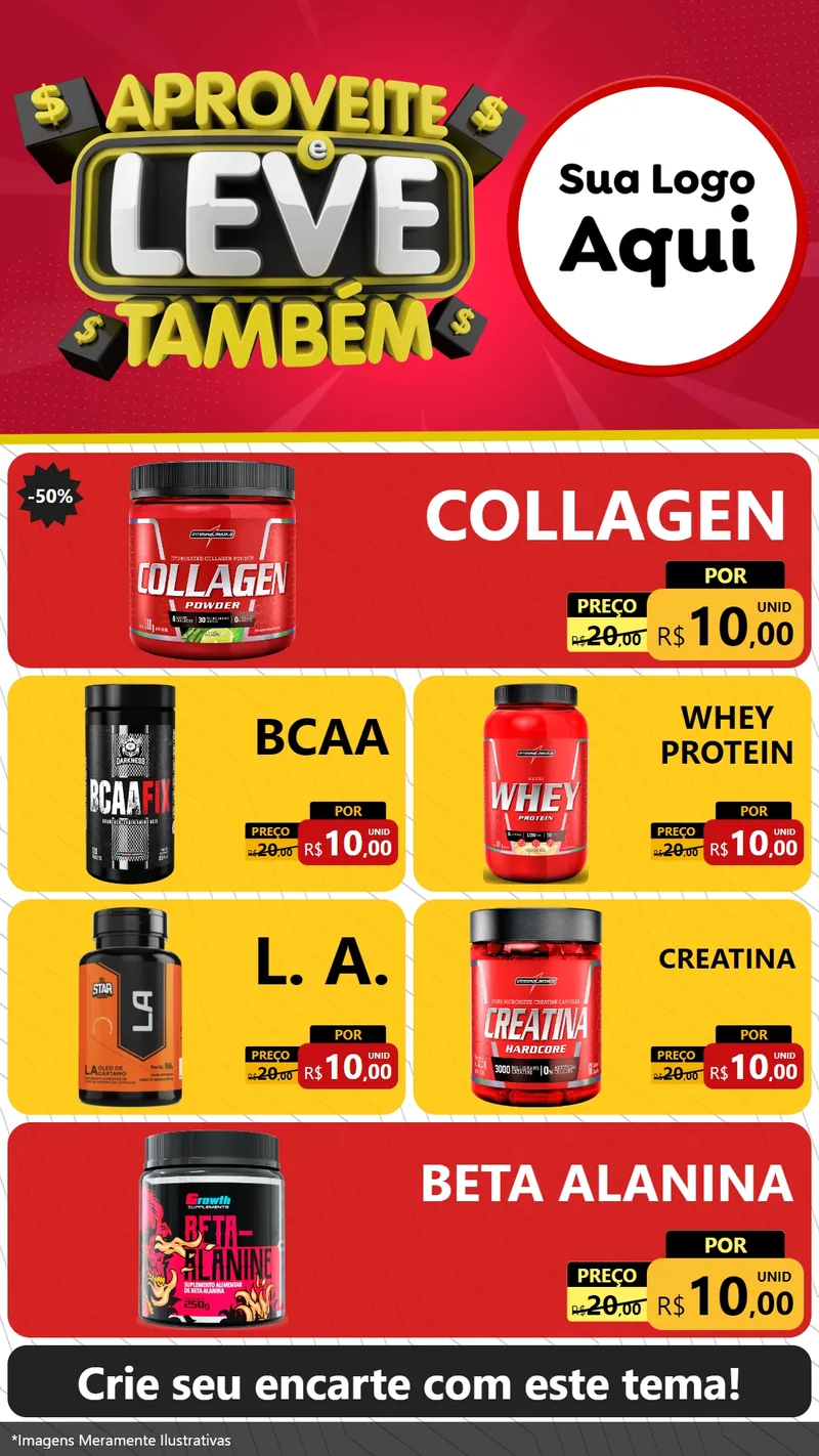 Modelo de TV para TV Vertical com o tema Aproveite e Leve Também para Suplementos alimentares