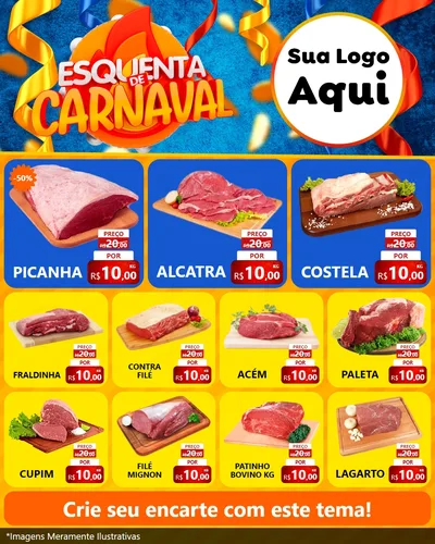 Modelo de Rede Social para Feed Instagram com o tema Esquenta de Carnaval para Açougue