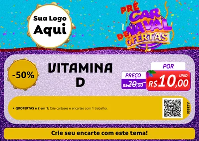 Modelo de Cartaz para Cartaz A4 Horizontal com o tema Pré Carnaval de Ofertas para Farmácia