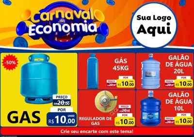 Modelo de Encarte para Encarte A4 Horizontal com o tema Carnaval da Economia para Água e gás