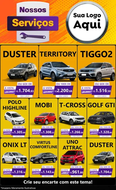 Modelo de Encarte para Encarte Grande com o tema Nossos Serviços para Concessionaria de Carros
