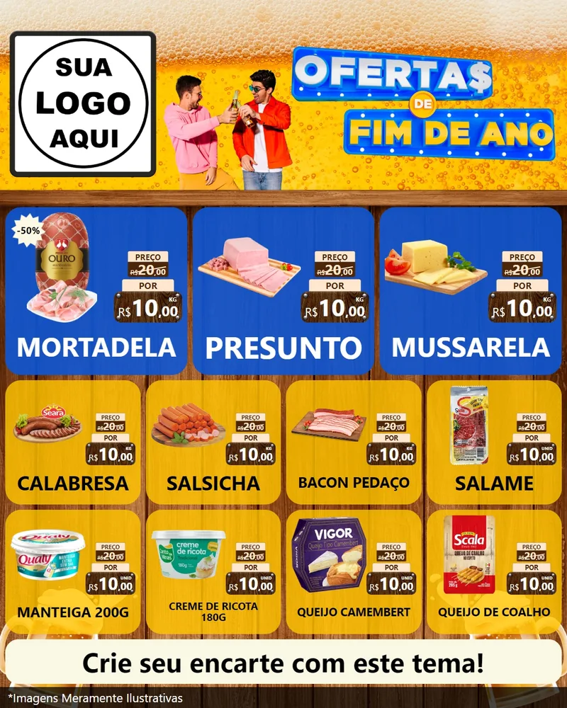 Modelo de Rede Social para Feed Instagram com o tema Ofertas de Fim de Ano para Frios e Laticínios