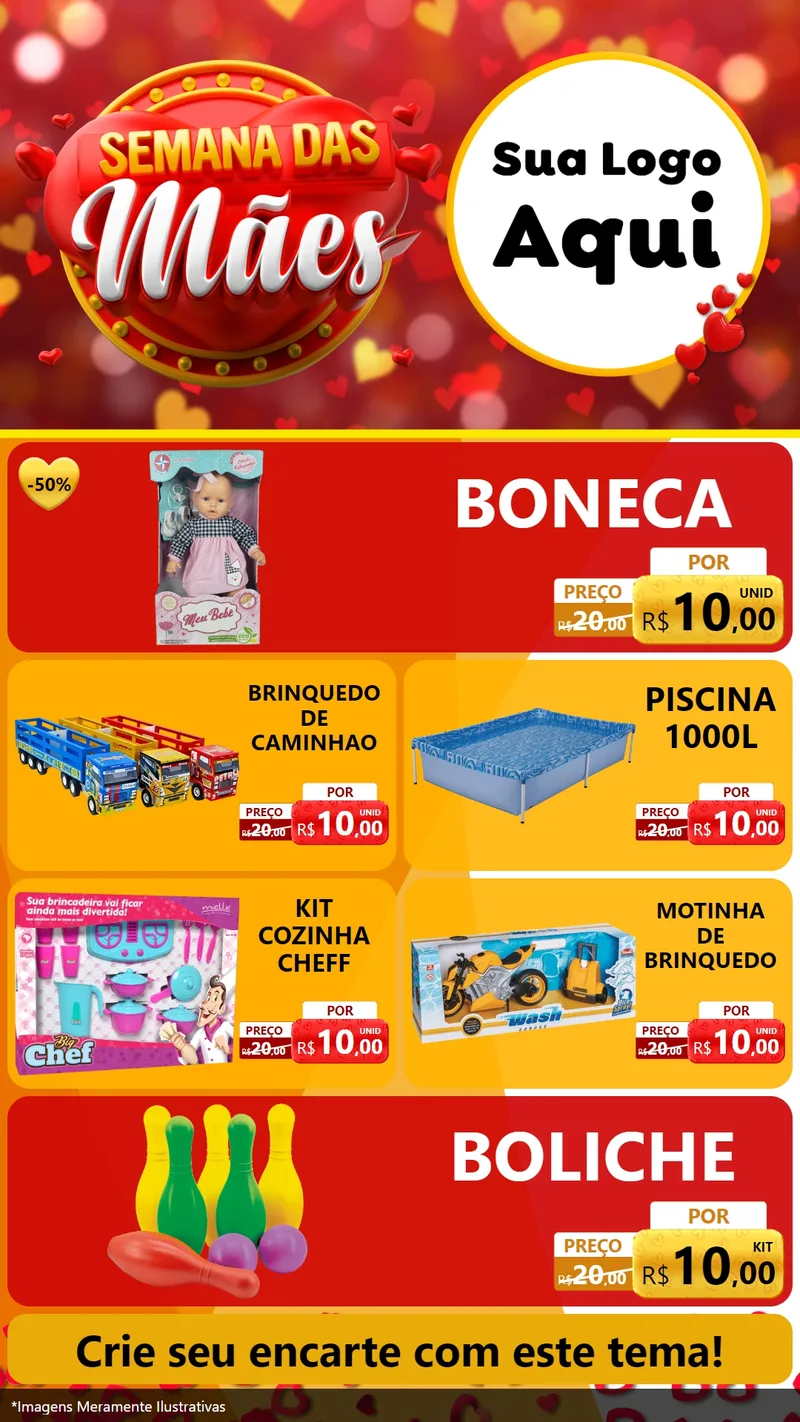 Modelo de TV para TV Vertical com o tema Semana das Mães para Brinquedos