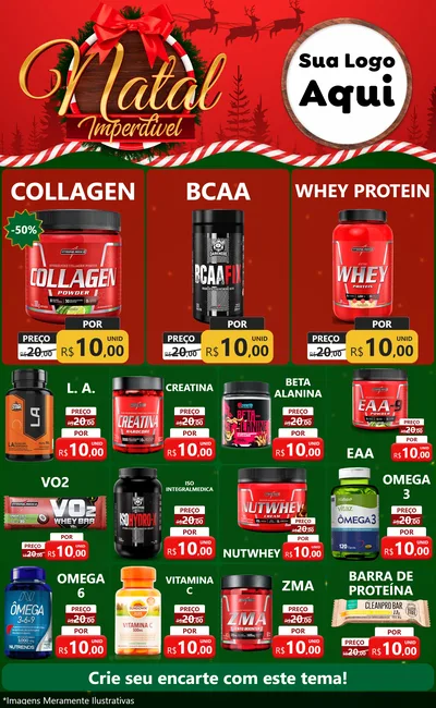 Modelo de Encarte para Encarte Grande com o tema Natal Imperdível para Suplementos alimentares