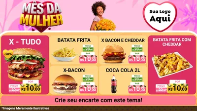 Modelo de TV para TV Horizontal com o tema Mês da Mulher para Hamburgueria