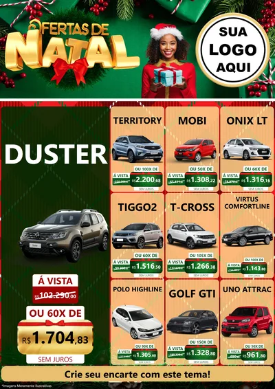 Modelo de Encarte para Encarte A4 Vertical com o tema Ofertas de Natal para Concessionaria de Carros