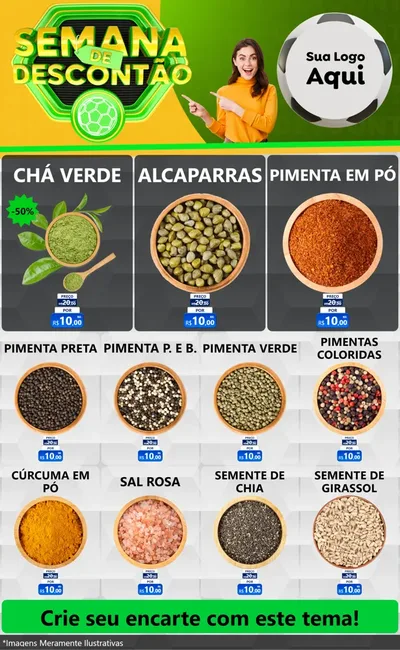 Modelo de Encarte para Encarte Grande com o tema Semana de Descontão - Copa para Produtos Naturais