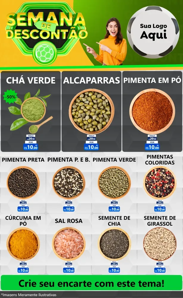 Modelo de Encarte para Encarte Grande com o tema Semana de Descontão - Copa para Produtos Naturais