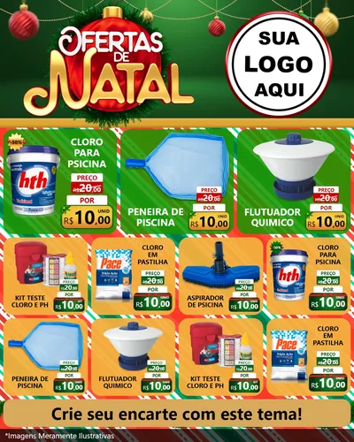 Modelo de Rede Social para Feed Instagram com o tema Ofertas de Natal para Produtos para Piscina