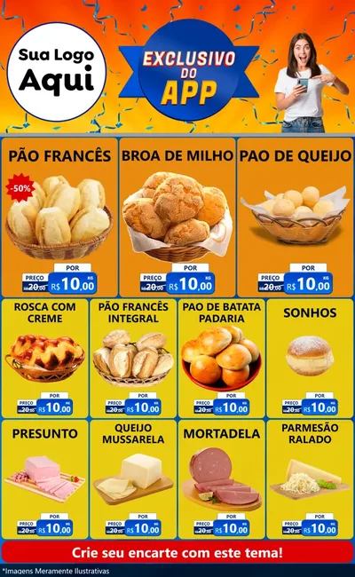 Modelo de Encarte para Encarte Grande com o tema Exclusivo do Aplicativo para Padaria
