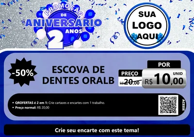 Modelo de Cartaz para Cartaz A4 Horizontal com o tema Promoção de Aniversário - 2 Anos para Higiene Pessoal