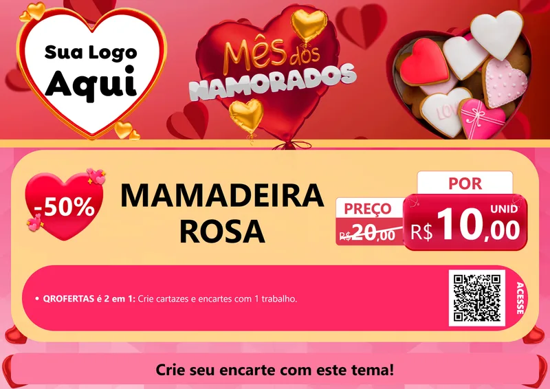 Modelo de Cartaz para Cartaz A4 Horizontal com o tema Mês dos Namorados para Bebês