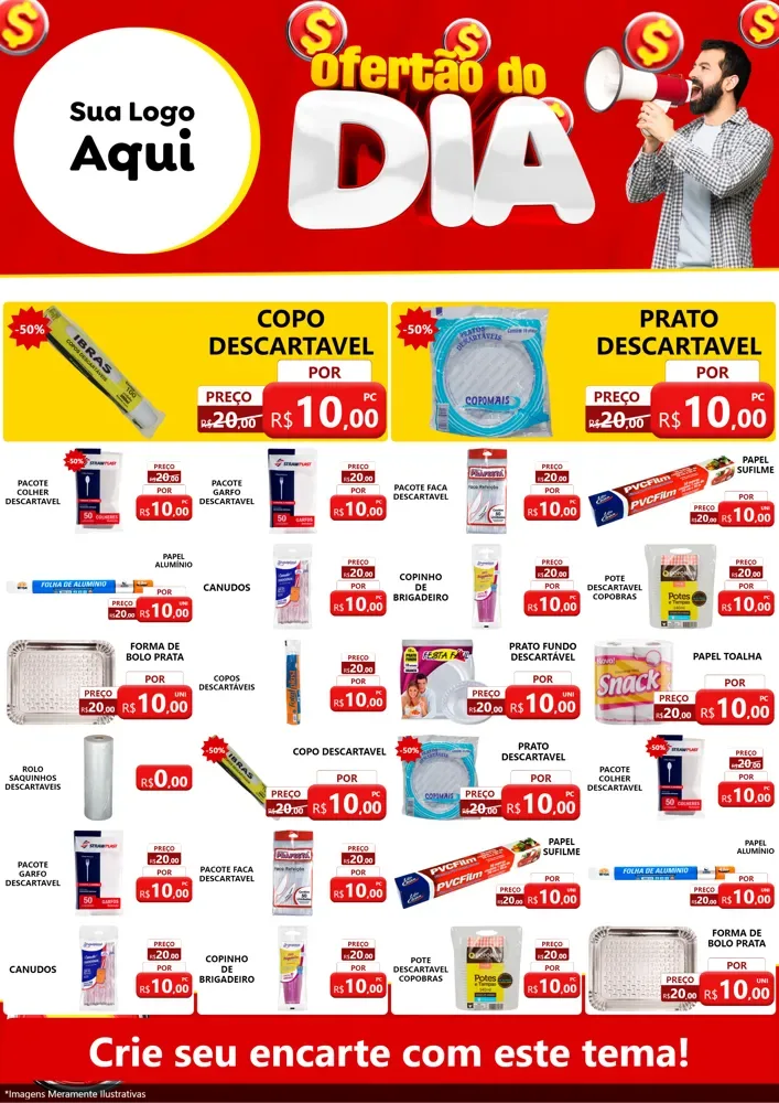 Modelo de Encarte para Encarte A4 Vertical com o tema Ofertão do dia para Embalagens