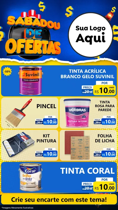Modelo de TV para TV Vertical com o tema Sabadou de Ofertas para Tintas e Ferramentas