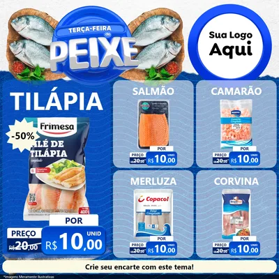 Modelo de Rede Social para Feed Facebook com o tema Terça-feira do Peixe para Peixaria