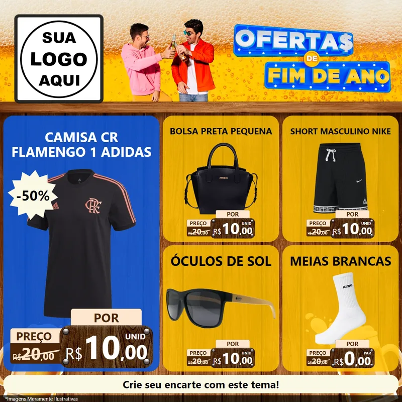 Modelo de Rede Social para Feed Facebook com o tema Ofertas de Fim de Ano para Roupas e acessórios