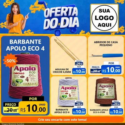 Modelo de Rede Social para Feed Facebook com o tema Oferta do Dia para Armarinho e Aviamentos