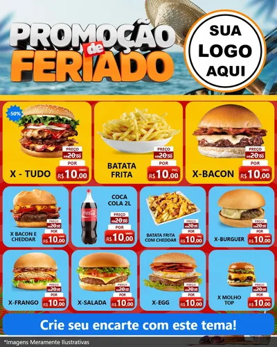 Modelo de Rede Social para Feed Instagram com o tema Promoção de Feriado para Hamburgueria