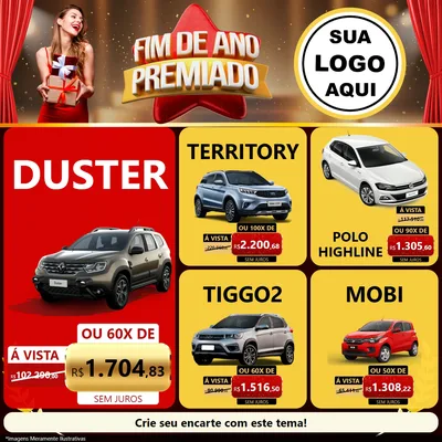 Modelo de Rede Social para Feed Facebook com o tema Fim de Ano Premiado para Concessionaria de Carros