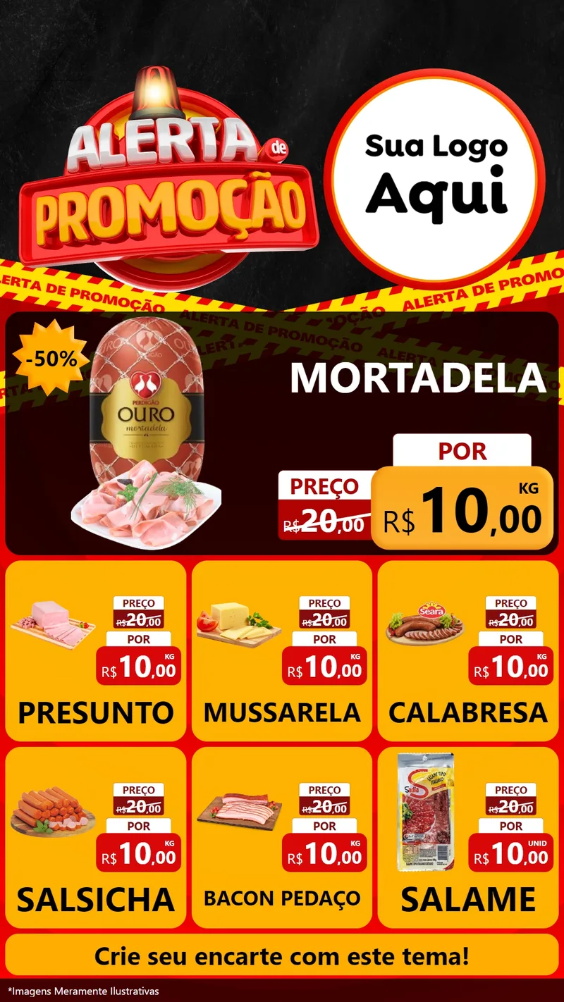 Modelo de Rede Social para Stories com o tema Alerta de Promoção para Frios e Laticínios