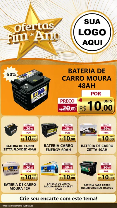 Modelo de Rede Social para Stories com o tema Ofertas Fim de Ano para Baterias Elétricas