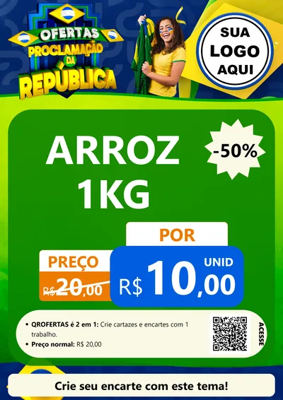 Modelo de Cartaz para Cartaz A4 Vertical com o tema Ofertas Proclamação da República para Supermercado