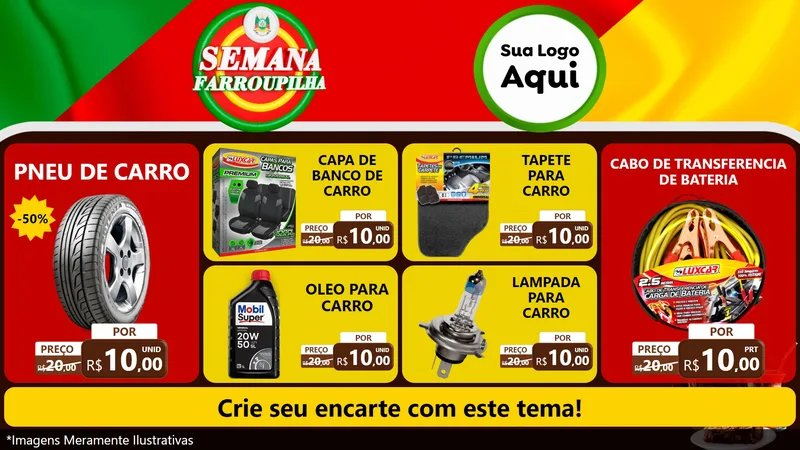 Modelo de TV para TV Horizontal com o tema Semana Farroupilha para Auto peças