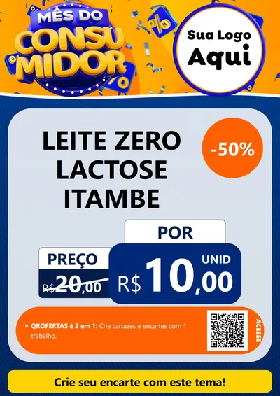 Modelo de Cartaz para Cartaz A4 Vertical com o tema Mês do Consumidor para Frios e Laticínios