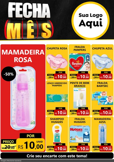 Modelo de Encarte para Encarte A4 Vertical com o tema Fecha Mês para Bebês