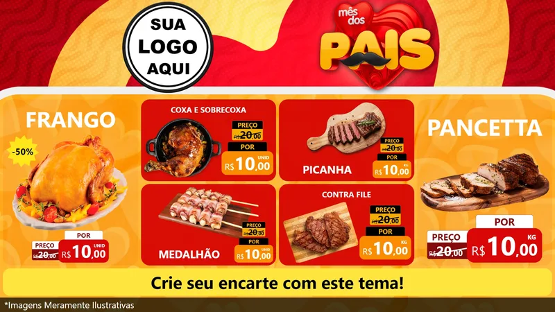Modelo de TV para TV Horizontal com o tema Mês Dos Pais para Assados