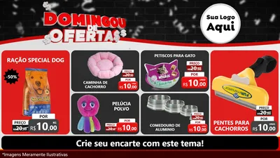 Modelo de TV para TV Horizontal com o tema Domingou de Ofertas para Pet Shop