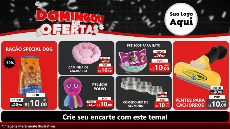 Modelo de TV para TV Horizontal com o tema Domingou de Ofertas para Pet Shop