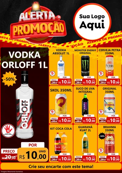Modelo de Encarte para Encarte A4 Vertical com o tema Alerta de Promoção para Distribuidora de bebidas