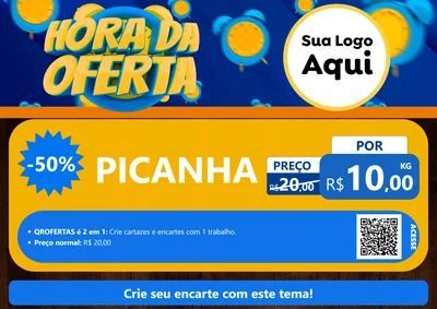 Modelo de Cartaz para Cartaz A4 Horizontal com o tema Hora da Oferta para Açougue