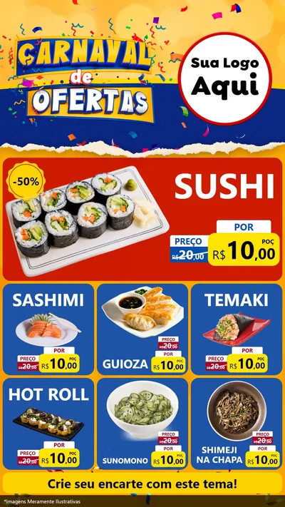 Modelo de Rede Social para Stories com o tema Carnaval de Ofertas para Comida japonesa