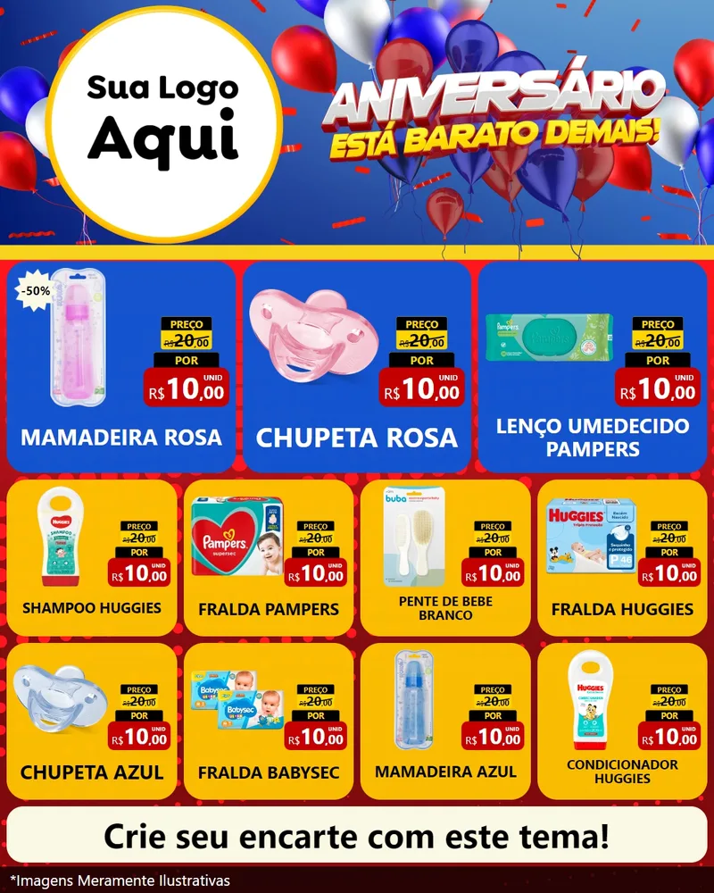 Modelo de Rede Social para Feed Instagram com o tema Aniversário para Bebês